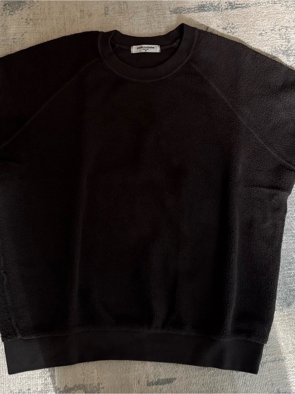 perfectwhitetee Charcoal Ziggy reverse fleece crew neck sweatshirt - Picture 2 of 9